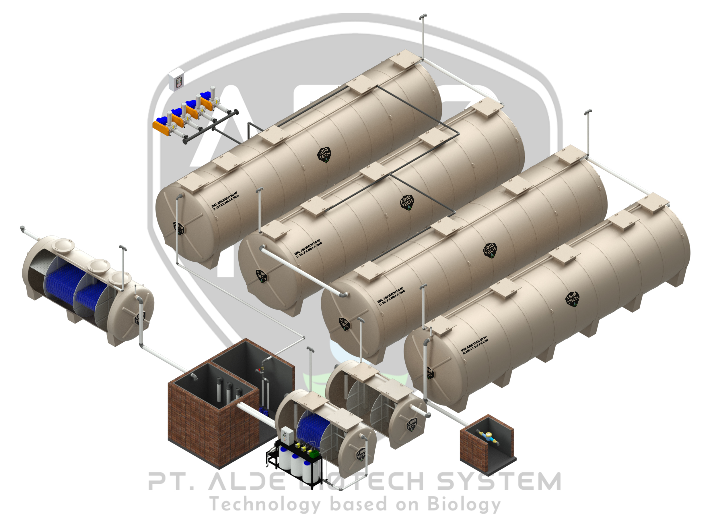 Render 3D IPAL Domestic 200 m3 Aldebiotech